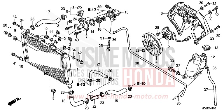 RADIATEUR de CBF1000F ABS PEARL NIGHTSTAR BLACK (NHA84) de 2012
